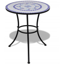 Bistropöytä 60 cm, sininen ja valkoinen mosaiikki