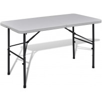 Kokoontaitettava puutarhapöytä, 122cm, HDPE, valkoinen