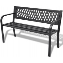 Puutarhapenkki 118 cm, teräs, musta