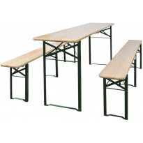 Kokoontaitettava olutpöytä kahdella penkillä, 220 cm, kuusi