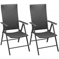 Pinottavat puutarhatuolit 2 kpl, 105x55x64 cm, polyrottinki musta