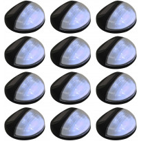 Aurinkoenergia ulkoseinävalaisimet, LED, 12 kpl, pyöreä, musta