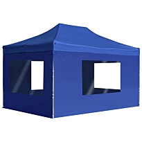 Juhlateltta kokoontaittuva seinillä, alumiini, 4.5x3m, sininen