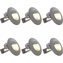 LED-seinävalaisimet ulkokäyttöön, 6 kpl, 5 W, hopea, pyöreä