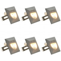 LED-seinävalaisimet ulkokäyttöön, 6 kpl, 5 W, hopea, neliö