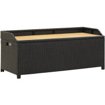 Puutarhan säilytyspenkki 120 cm, polyrottinki, musta