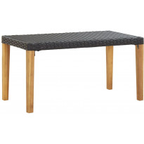 Puutarhapenkki 120 cm musta polyrottinki ja täysi akaasiapuu