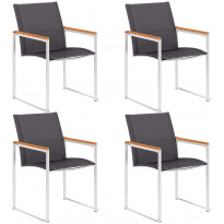 Puutarhatuolit 4 kpl, 85x60x59 cm, textilene ja ruostumaton teräs harmaa