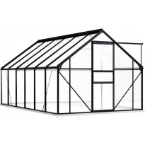 Kasvihuone alumiinirungolla 7,03 m², 190x370x202 cm, antrasiitti