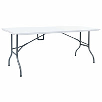 Kokoontaittuva puutarhapöytä valkoinen, 180x72x72 cm, polyeteeni