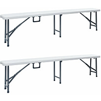 Kokoontaitettavat puutarhapenkit 2 kpl 180 cm hdpe valkoinen