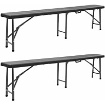 Kokoontaitettavat puutarhapenkit 2 kpl 180 cm hdpe musta