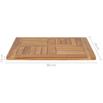 Pöytälevy täysi tiikki 60x60x2,5 cm