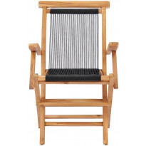 Kokoontaitettavat puutarhatuolit 2 kpl, 56x62x90 cm, täysi tiikki ja köysi