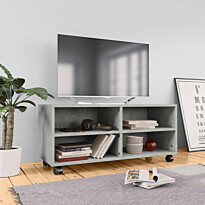 Tv-taso rullapyörillä betoninharmaa 90x35x35 cm lastulevy