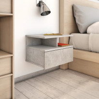 Kelluvat yöpöydät 2 kpl betoninharmaa 40x31x27 cm lastulevy