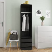 Vaatekaappi vetolaatikoilla musta 50cm, lastulevy
