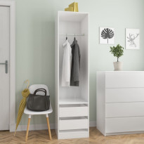 Vaatekaappi vetolaatikoilla valkoinen 50cm, lastulevy