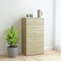 Lipasto 6 vetolaatikolla sonoma-tammi 50x34x96 cm lastulevy