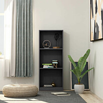 3-tasoinen kirjahylly harmaa 40x24x108 cm lastulevy
