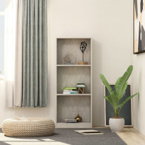 3-tasoinen kirjahylly betoninharmaa 40x24x108 cm lastulevy