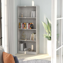 4-tasoinen kirjahylly betoninharmaa 60x24x142 cm lastulevy