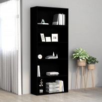5-tasoinen kirjahylly musta 80x30x189 cm lastulevy