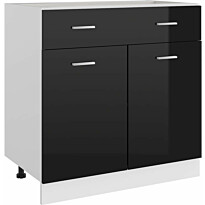 Alalipastokaappi korkeakiilto musta 80x46x81,5 cm lastulevy