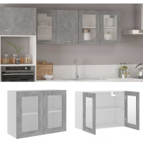 Seinäkaappi lasilla betoninharmaa 80x31x60 cm lastulevy