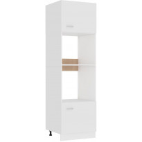 Mikroaaltouunin kaappi valkoinen 60x57x207cm lastulevy