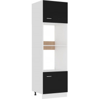 Mikroaaltouunin kaappi musta 60x57x207 cm lastulevy