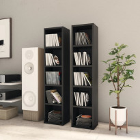 Cd-hyllyt 2 kpl musta 21x16x93,5 cm lastulevy