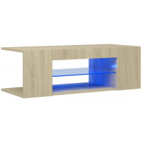 TV-taso LED-valoilla, Sonoma-tammi, 90x39x30 cm