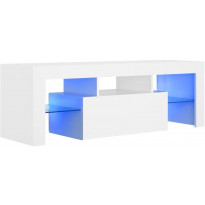 TV-taso LED-valoilla, valkoinen, 120x35x40 cm