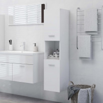 Kylpyhuonekaappi korkeakiilto valkoinen 30x30x130 cm