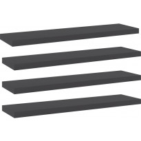 Hyllylevyt 4 kpl harmaa 40x10x1,5 cm lastulevy