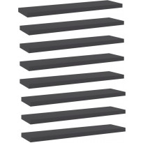 Hyllylevyt 8 kpl harmaa 40x10x1,5 cm lastulevy