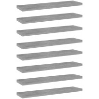Hyllylevyt 8 kpl betoninharmaa 40x10x1,5 cm lastulevy