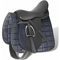 Satulasarja 17.5&quot;, 12cm 5-in-1, aitoa nahkaa, musta