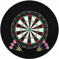 Darts-taulu reunuksella ja 6 tikkaa, sisal