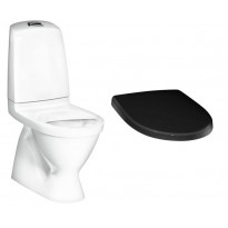 WC-istuin Gustavsberg Nautic 1500, Hygienic Flush kaksoishuuhtelu piilo S-lukko, + istuinkansi Nautic 9M26, musta