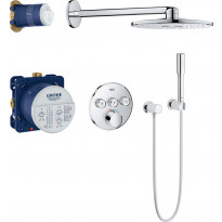 Sadesuihkusetti Grohe SmartControl + Rainshower Cosmopolitan 310, termostaattihanalla, vettä säästävä, piiloasennus, hierova suihku, suihkupää ⌀310mm, kiiltävä kromi