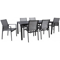 Ruokailuryhmä Home4you Amalfi, pöytä + 6 tuolia, musta