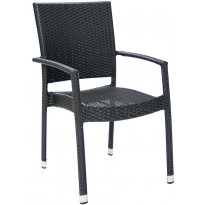 Tuoli Home4you Wicker-3, käsinojilla, musta