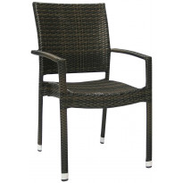Tuoli Home4you Wicker-3, käsinojilla, tummanruskea