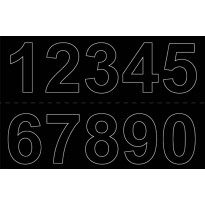 Numerosetti 0-9 Habo, 50mm, 2kpl, musta