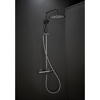 Sadesuihkusetti Hafa Mix Slim Round, termostaattihanalla, suihkupää ⌀250mm, vettä säästävä, cc150, hierova suihku, kiiltävä kromi