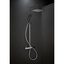 Sadesuihkusetti Hafa Mix Slim Square, termostaattihanalla, suihkupää ⌀250mm, vettä säästävä, cc150, hierova suihku, kiiltävä kromi
