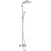 Sadesuihkusetti Hansgrohe Crometta E Showerpipe 240 1jet, termostaattihanalla, juoksuputkella, suihkupää ⌀240mm, kiiltävä kromi