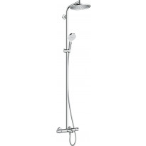 Sadesuihkusetti Hansgrohe Crometta S Showerpipe 240 1jet, termostaattihanalla, juoksuputkella, suihkupää ⌀240mm, kiiltävä kromi